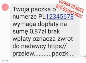 Uwaga oszustwo!!! Dostałeś sms-a z prośbą o dopłatę do przesyłki?