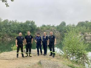 funkcjonariusze Policji i Straży Pożarnej