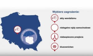 Na zdjęciu widoczna ikonografia aplikacji Krajowa Mapa Zagrożeń Bezpieczeństwa wraz z opisem podstawowych funkcji.